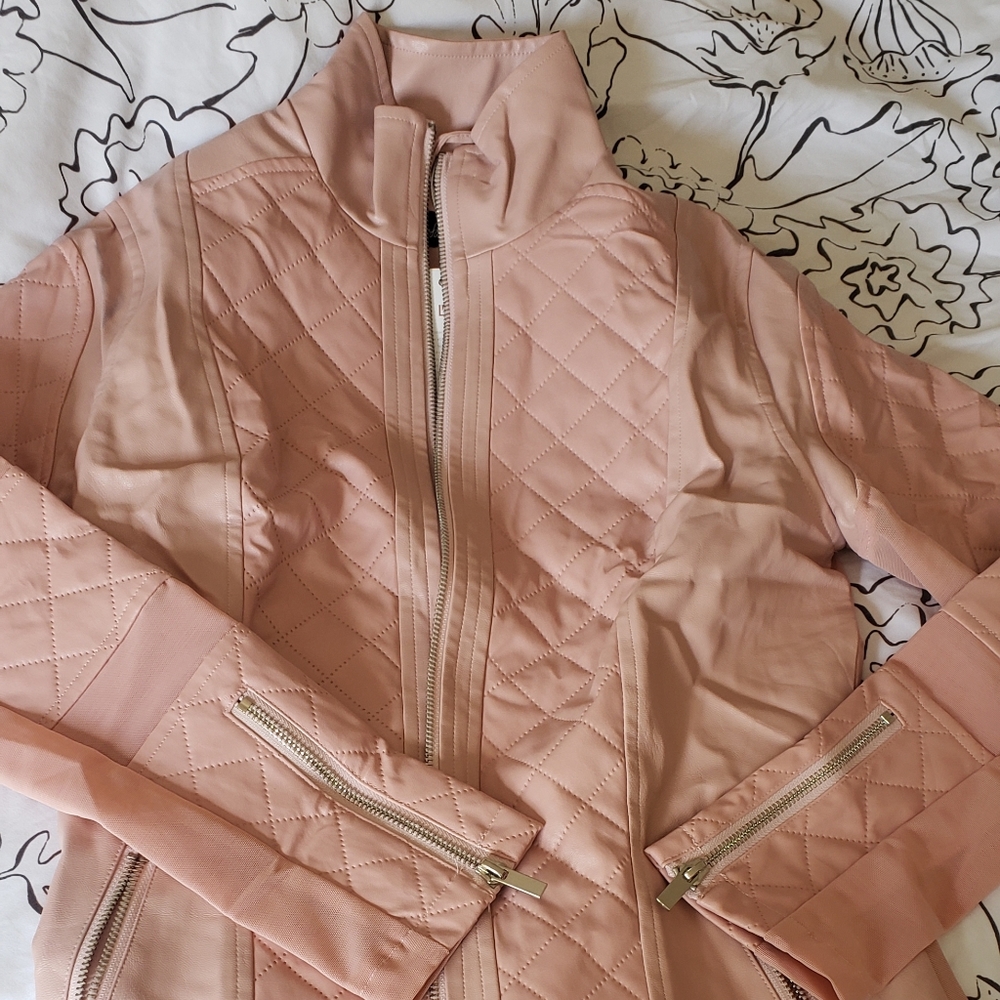 Buff bunny pink moto jacket NWT
